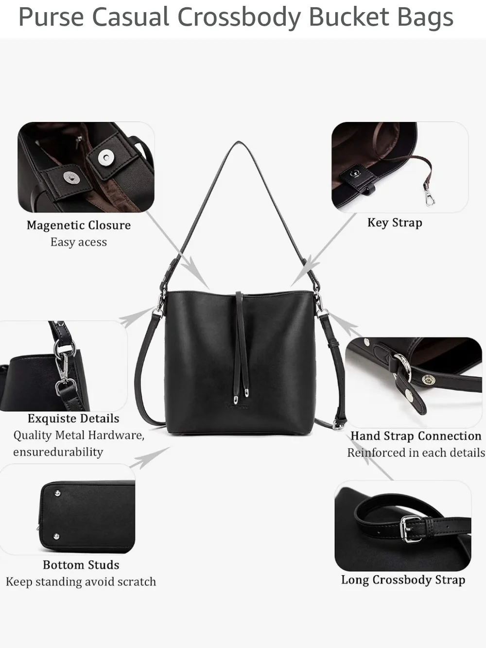 WESTBRONCO Women Vegan Leather Handbag  Shoulder Hobo Purse Casual Crossbody